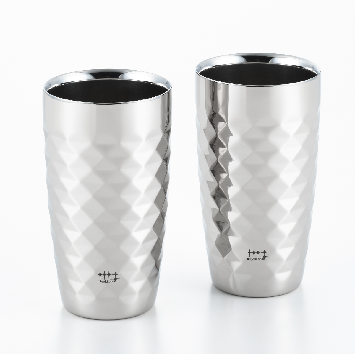 2重ビアタンブラー370ml（ダイヤモンドカット仕上げ） 2pcs