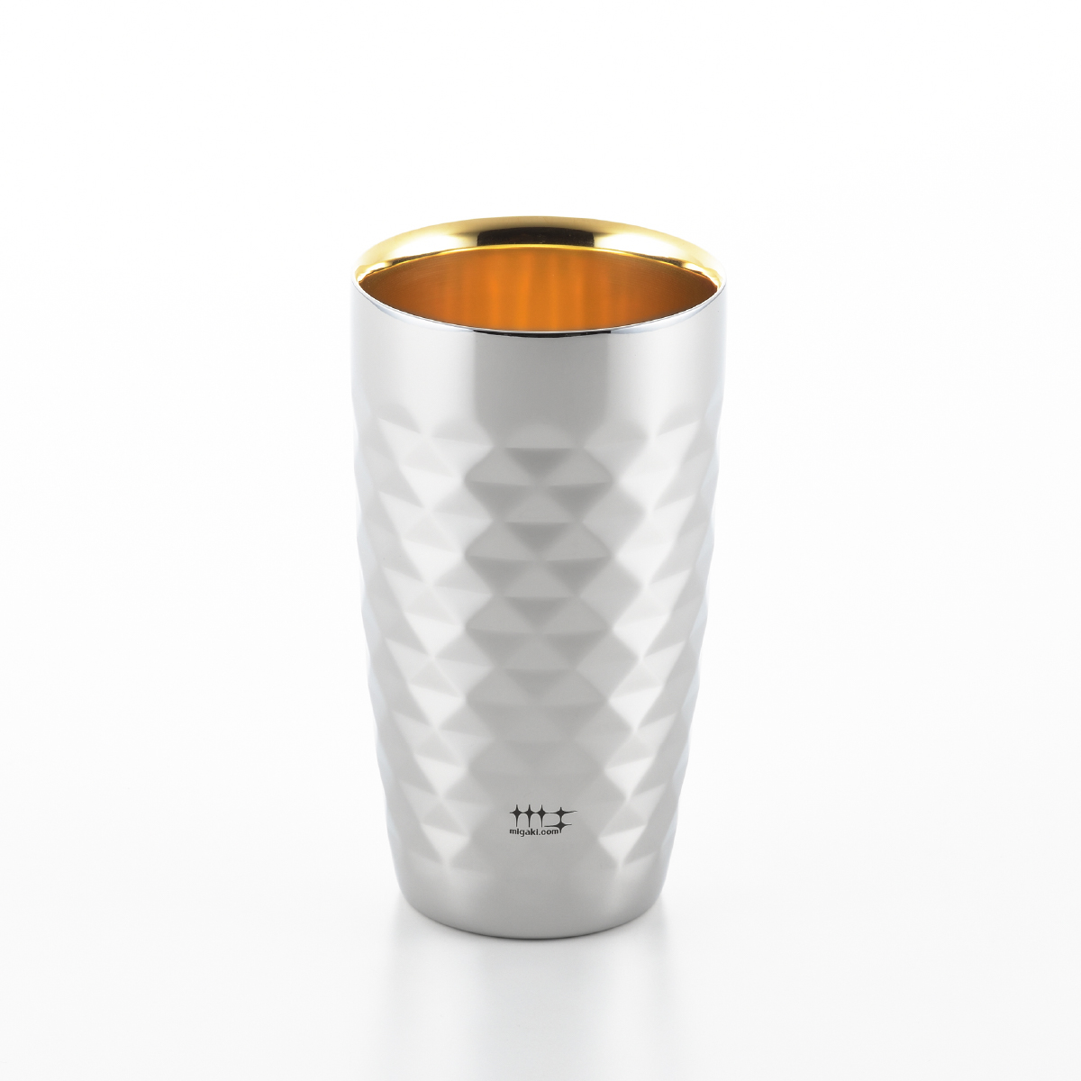 MS010003 2重ビアタンブラー370ml（ダイヤモンドカット/内面金メッキ仕上げ）